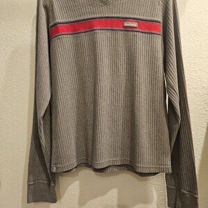 100% Cotton Y2K Abercrombie & Fitch Red Stripe Ribbed V-Neck Shirt